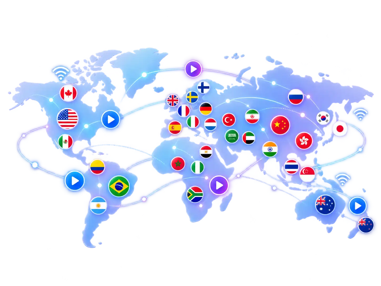 Binge IPTV Channels World Map Coverage Image